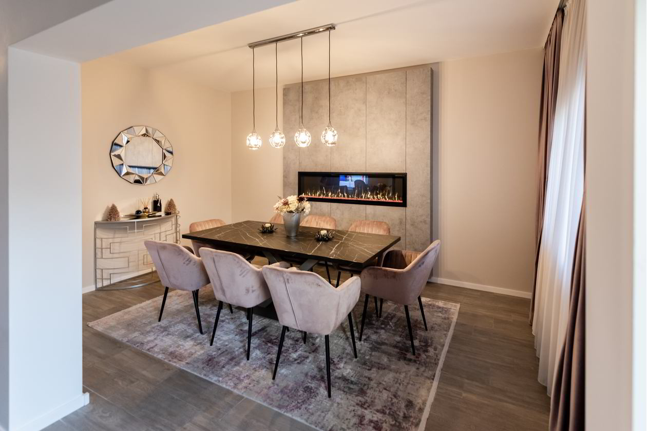 Proiect mobila Dining, cu masa fixa, dulap integrat, 12m², Realizat, 20 ...