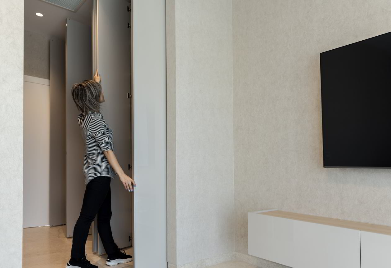 Proiect mobila Camera junior Adolescent, cu dulap pana in tavan, compozitie mica pentru TV, 20m², realizat 05 Martie 2020 COD.8618