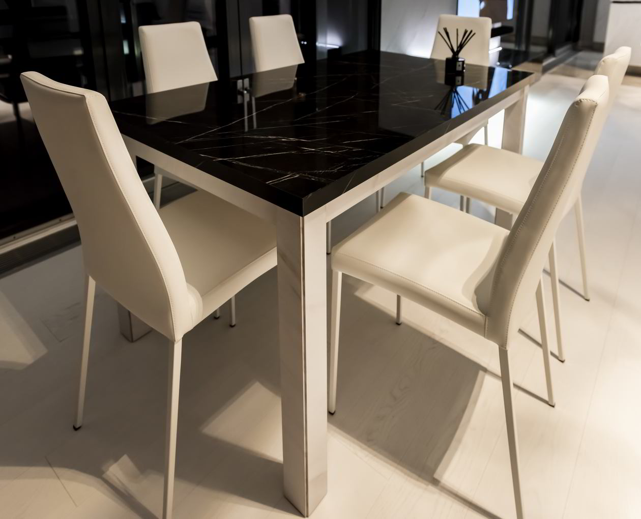 Proiect mobila Bucatarie pe un perete, pana in tavan, cu insula, fara manere, cu masa integrata fixa, partial in Balcon, unit cu Living-Room si Hol, 18m² L 615 x H 228cm, realizat 05 Octombrie 2020 COD.11730