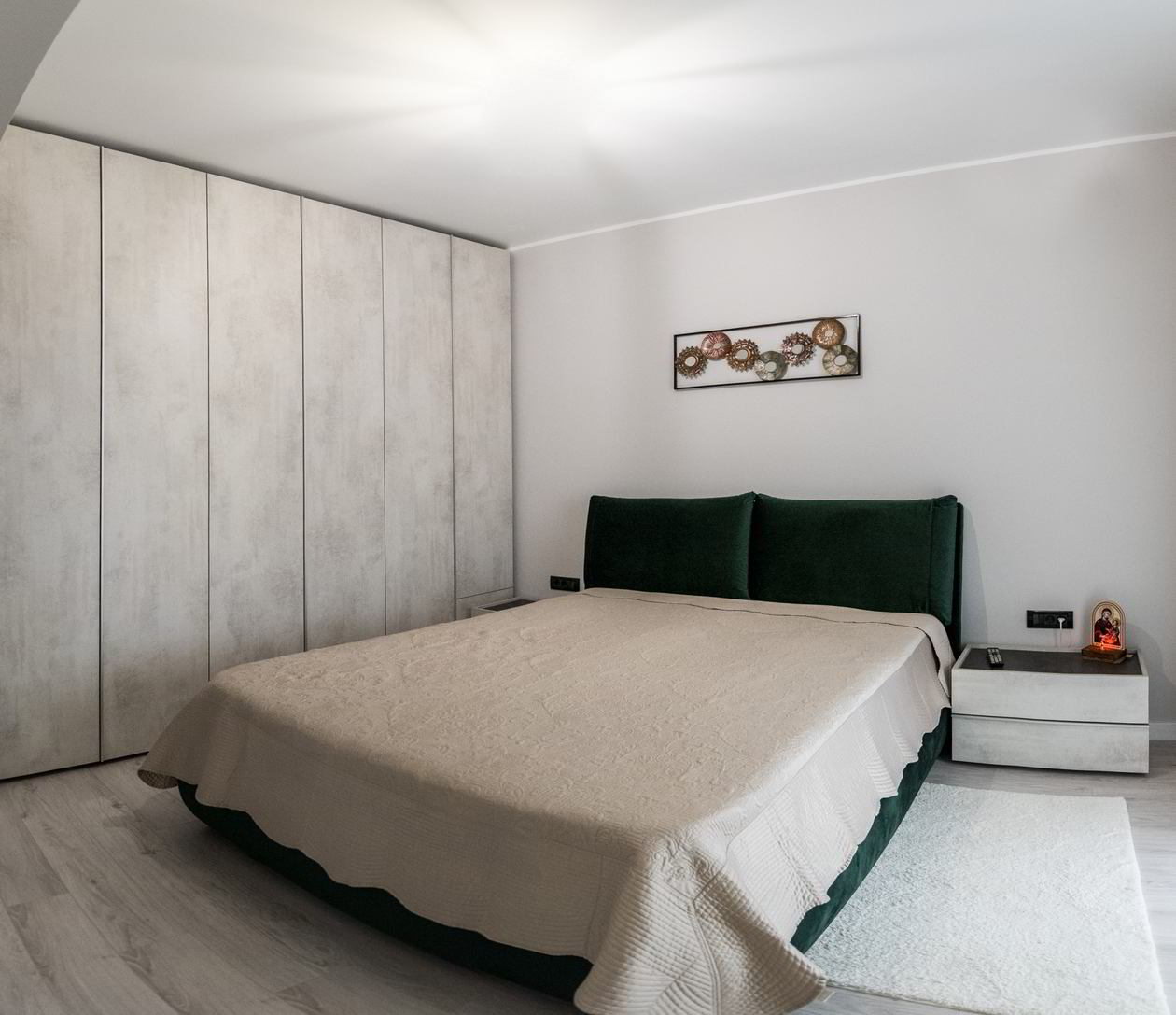 Proiect mobila Dormitor matrimonial, cu dulap pana in tavan, 13m², realizat 28 Octombrie 2020 COD.11874