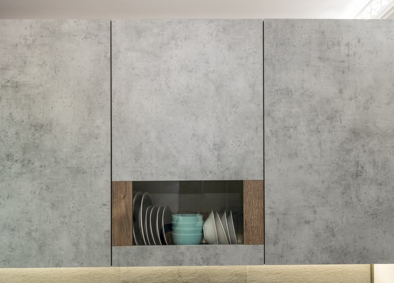 Proiect mobila Bucatarie pe un perete, fara manere, unita cu Living-Room si Hol, 35m², L 348 x H 246cm, realizat 08 Decembrie 2020 COD.12017