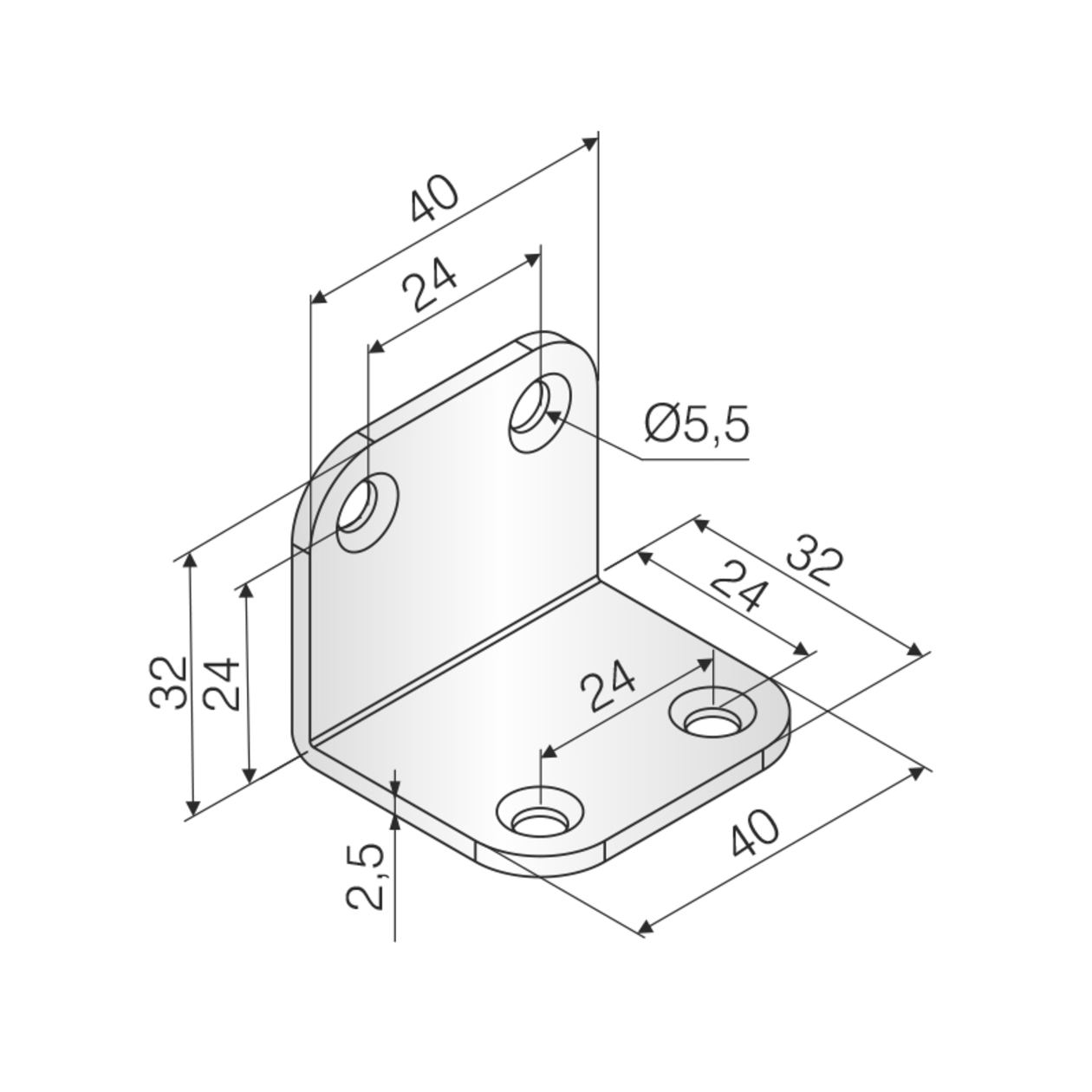 - - Kit fixare cu coltar metalic si 4 suruburi cu dibli de plastic COD.12226