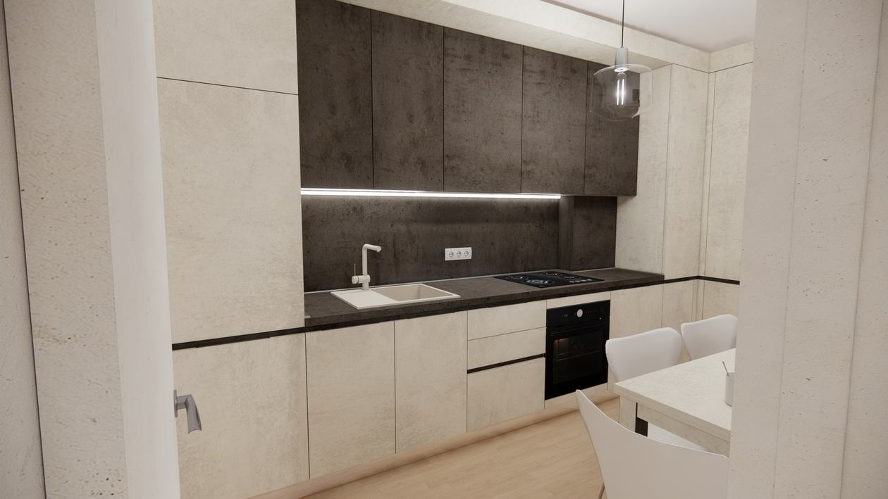 Mobila Bucatarie pe colt cu o latura mica, pana in tavan, 9m², L 514 x H 264cm — foto 2 din 7