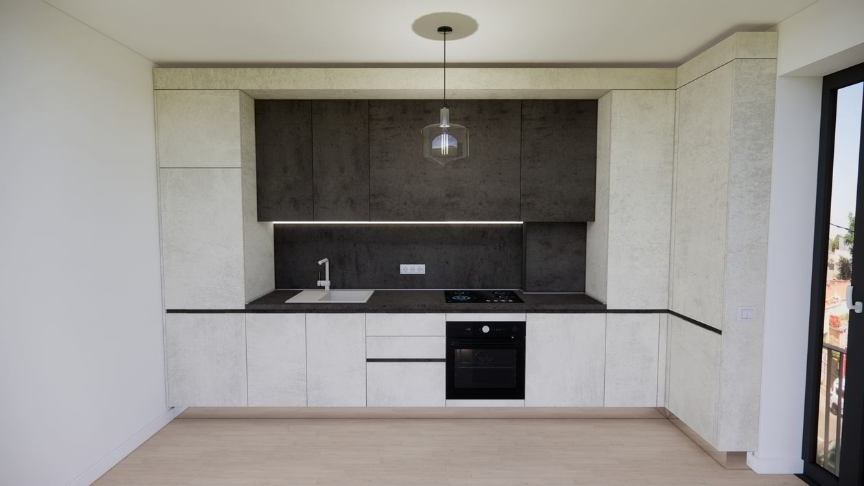 Mobila Bucatarie pe colt cu o latura mica, pana in tavan, 9m², L 514 x H 264cm — foto 7 din 7