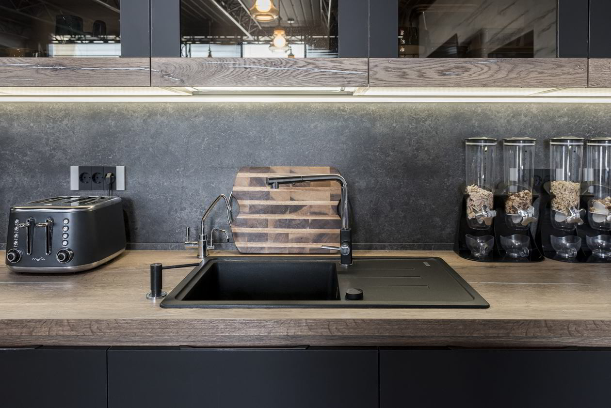 Proiect mobila Bucatarie pe un perete, fara manere, amplasata pe Terasa, cu zona Dining, 50m², L 753 x H 245cm, 26 Iulie 2021, Realizat COD.13300