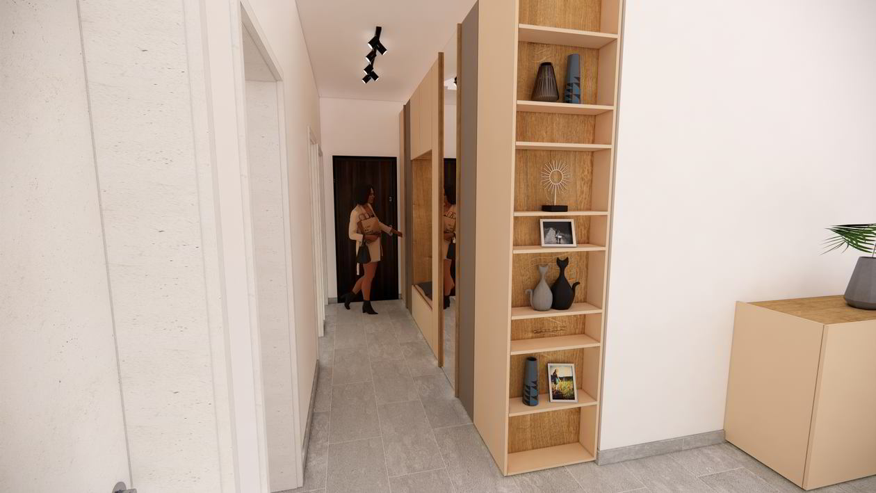 Proiect mobila Hol unit cu Living-Room, cu dulap, comoda cu usi si sertare, dressing, riflaje, 20m², elaborat 30 August 2021 COD.13356