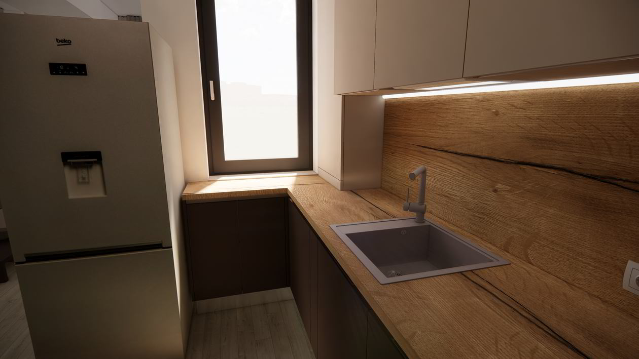 Mobila Bucatarie pe patru pereti, fara manere, unita cu Living-Room, L 917 x H 270cm — foto 4 din 7