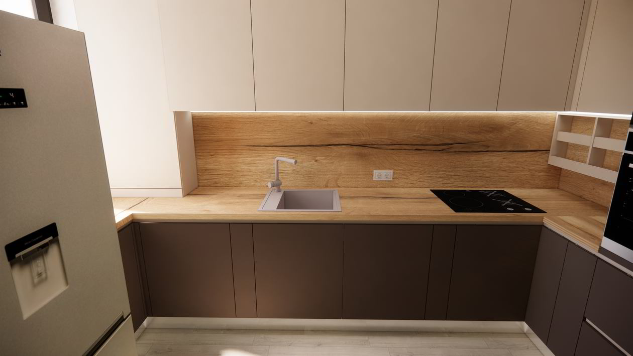 Mobila Bucatarie pe patru pereti, fara manere, unita cu Living-Room, L 917 x H 270cm — foto 5 din 7