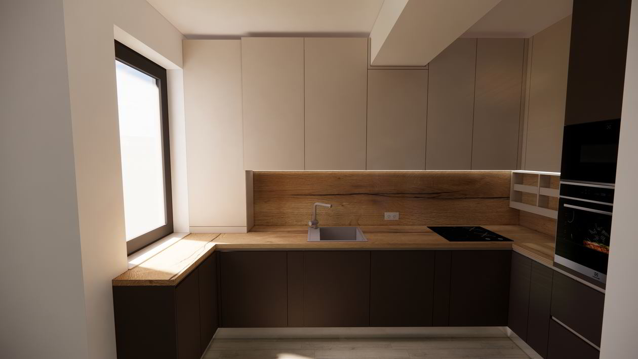 Mobila Bucatarie pe patru pereti, fara manere, unita cu Living-Room, L 917 x H 270cm — foto 7 din 7