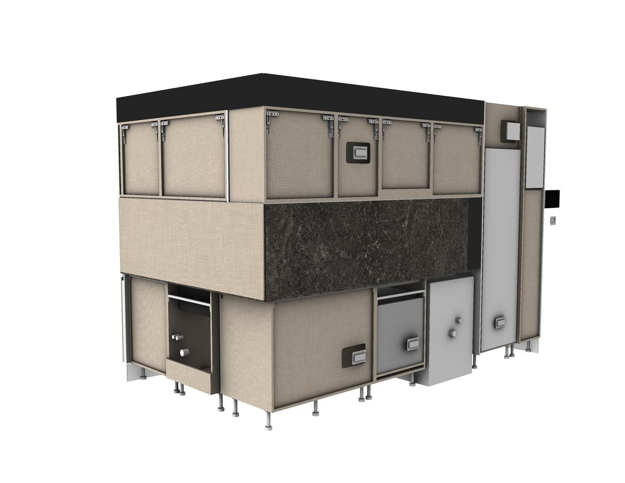 Mobila Bucatarie pana in tavan, pe colt, unita cu Living-Room si Hol, cu zona Dining, 27m², L 563 x H 234cm — foto 7 din 7