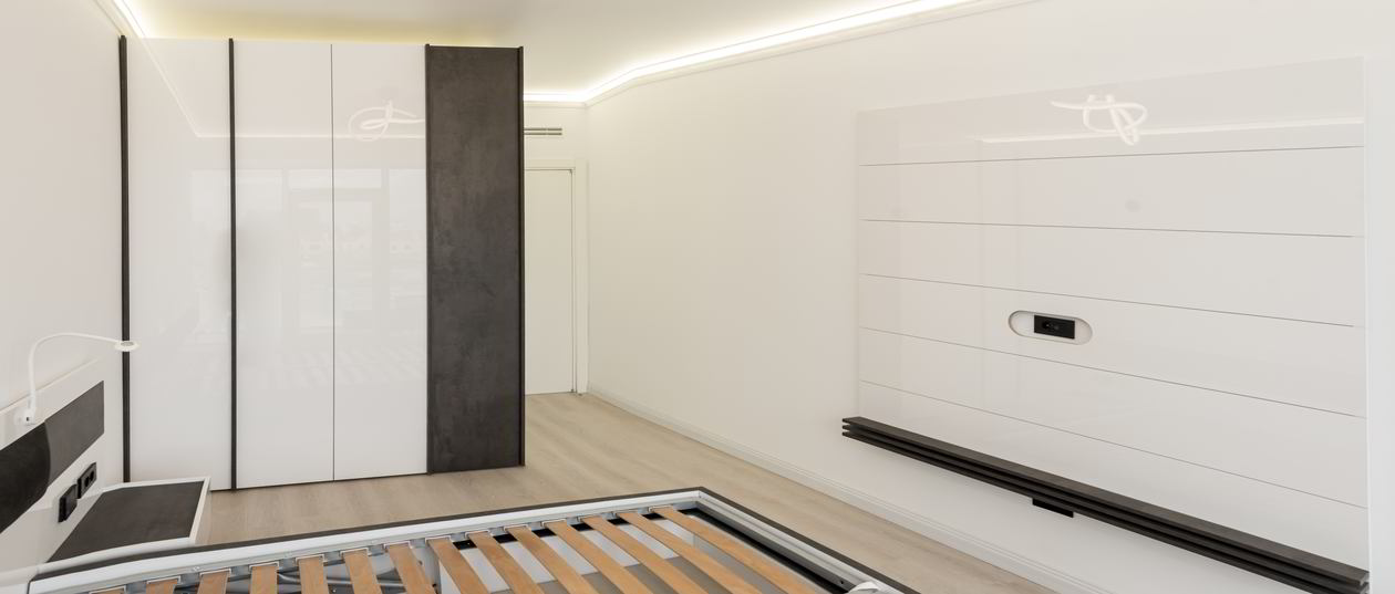 Proiect mobila Dormitor individual, cu pat central, dulap pana in tavan, 14m², realizat 13 Iulie 2022 COD.15188
