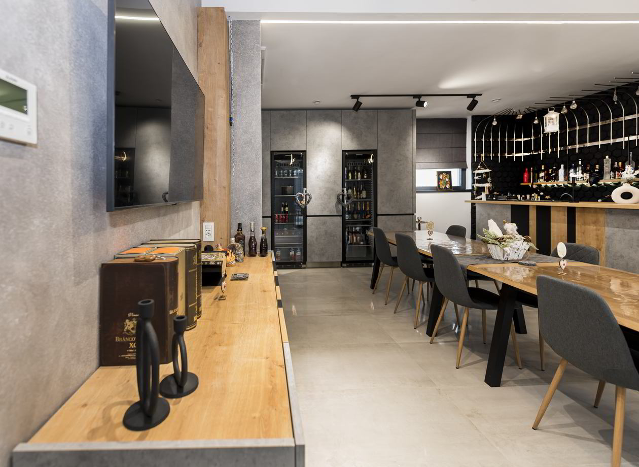 Proiect mobila Dining, cu comoda cu usi, bar, riflaje, dulap, la inaltime semi-bar, 37m², Realizat, 15 Iulie 2022 COD.15201
