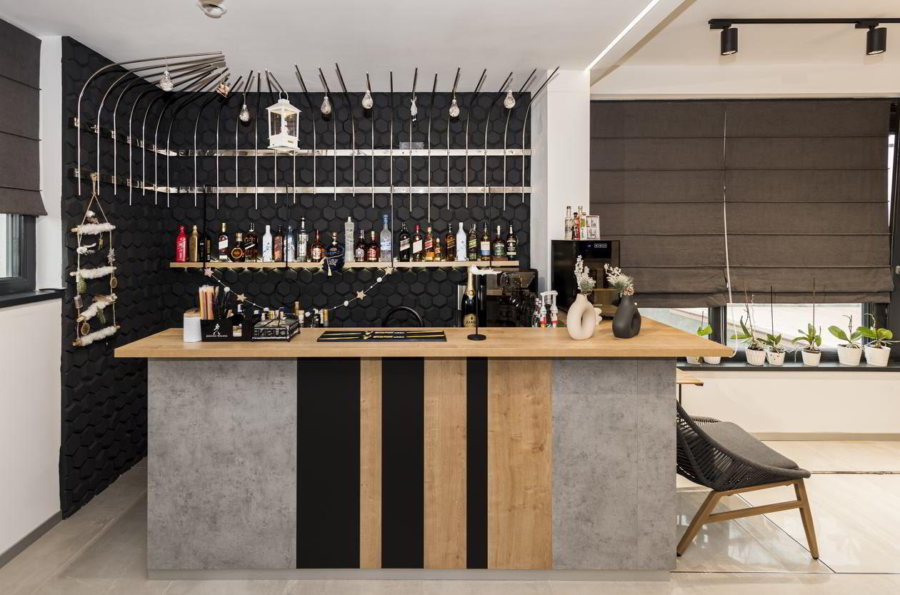 Proiect mobila Dining, cu comoda cu usi, bar, riflaje, dulap, la inaltime semi-bar, 38m², Realizat, 15 Iulie 2022 COD.15201