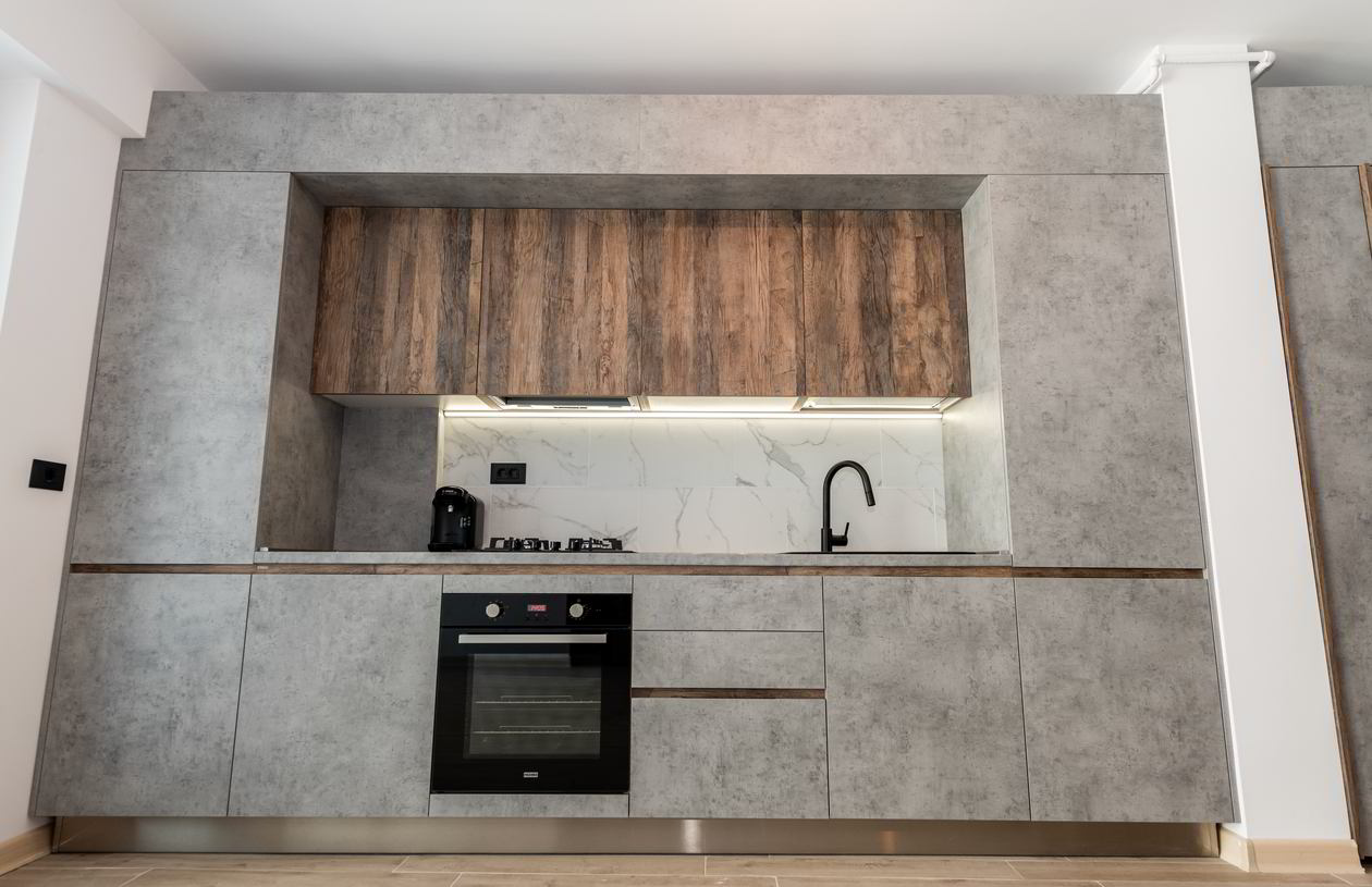 Mobila Bucatarie pe un perete, unita cu Living-Room si Hol, L 361 x H 252cm — foto 3 din 7