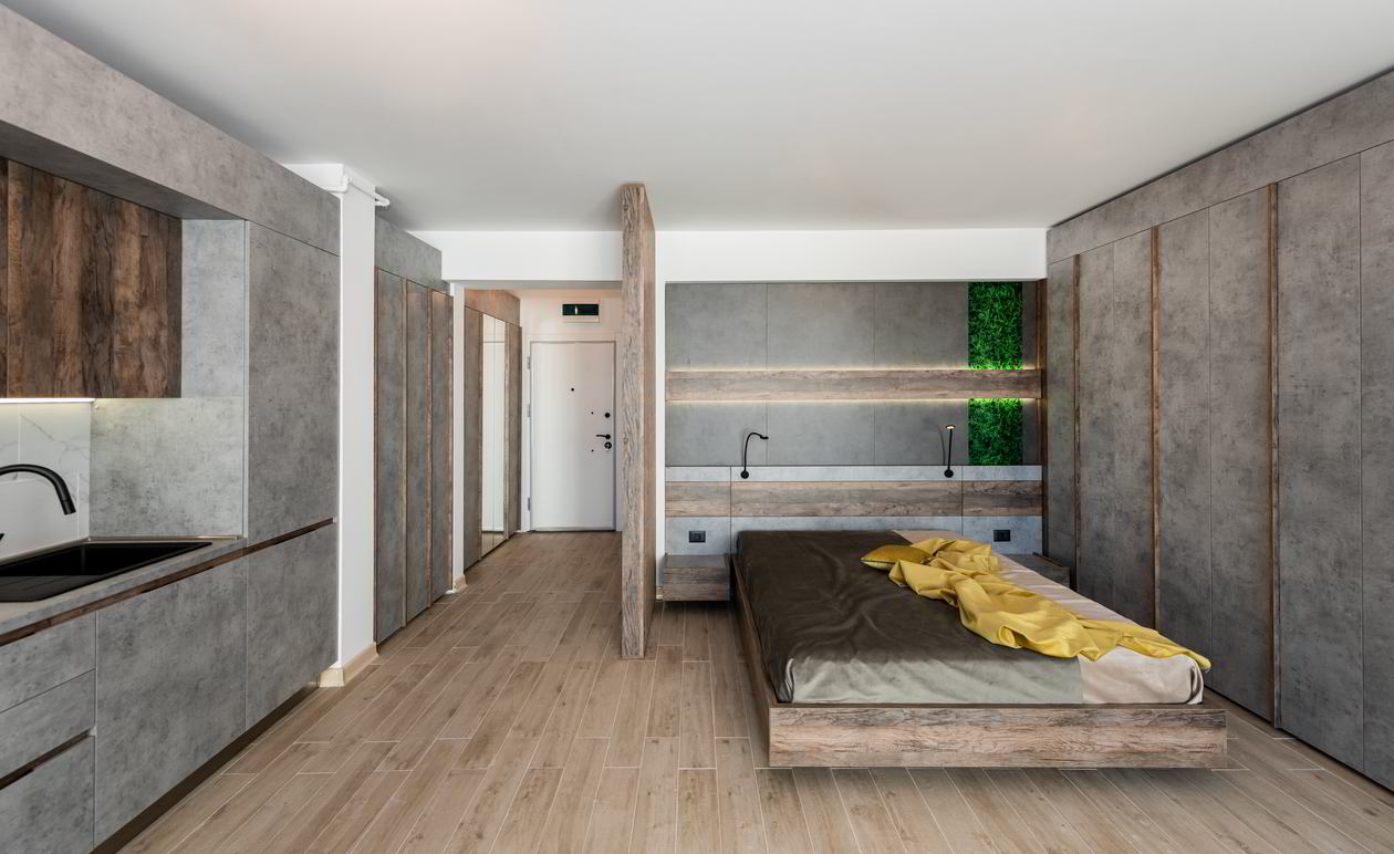 Proiect mobila Dormitor cu pat central, biblioteca integrata, placare perete, dulap pana in tavan, riflaje, realizat 25 Noiembrie 2022 COD.15884