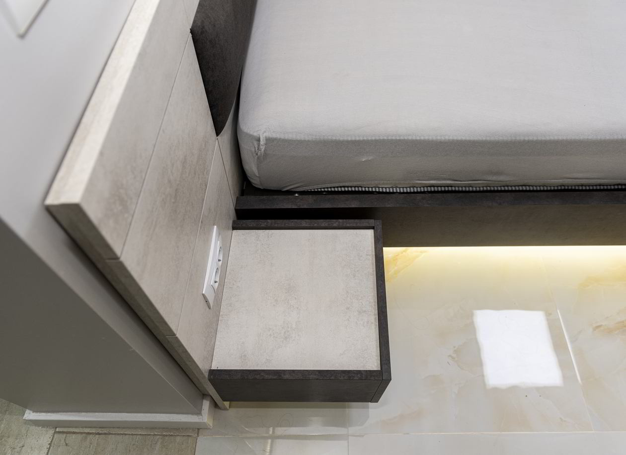 Proiect mobila Dormitor individual, cu pat central, compozitie pentru machiat, placare perete — foto 5 din 7