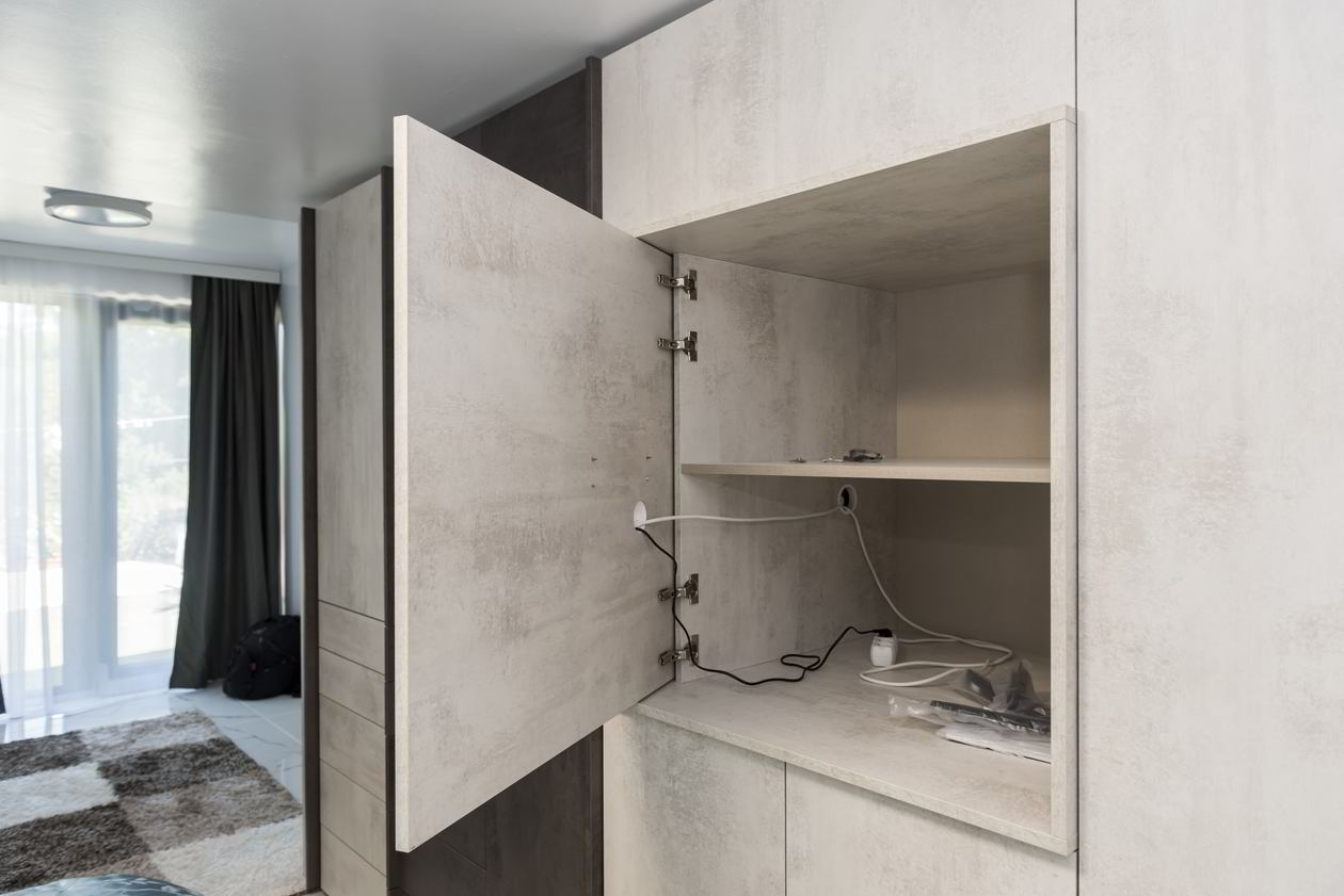 Proiect mobila Dormitor matrimonial, cu pat central, dulap cu TV incadrat, OLGA — foto 4 din 7