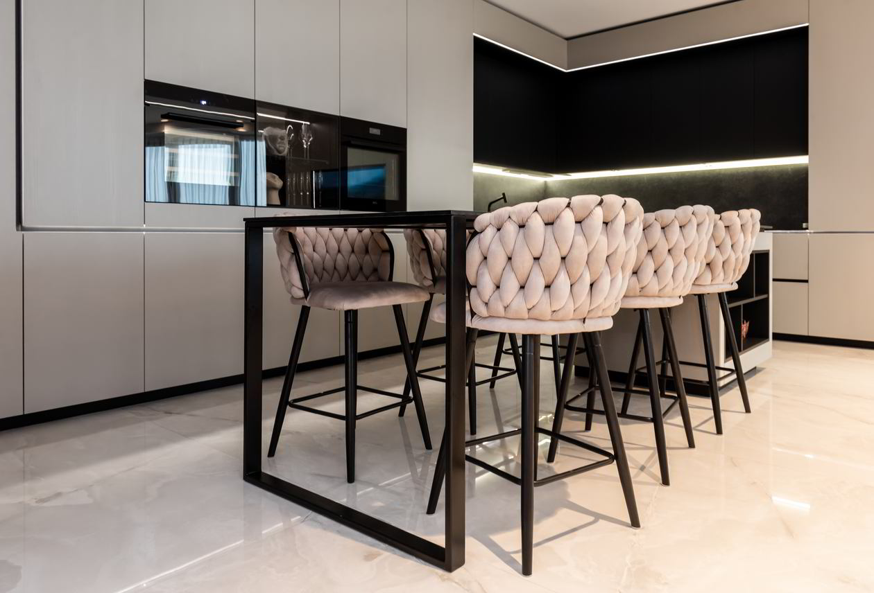 Mobila Bucatarie cu insula, cu masa integrata fixa, BUCO- LIVING, unita cu Living-Room si Hol, 33m², L 1373 Realizat 08 Iunie 2023 COD.17442