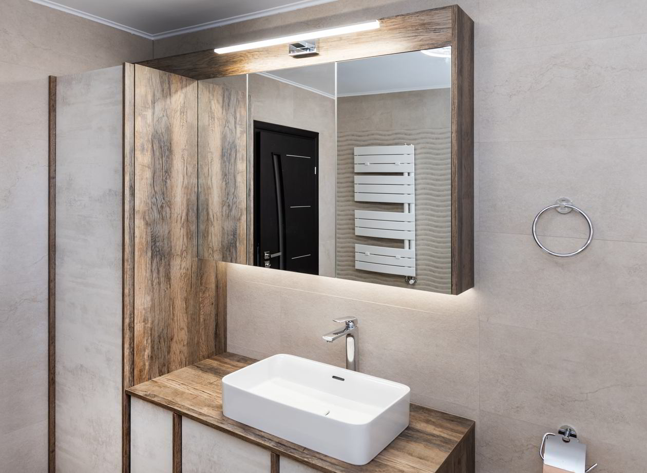 Proiect mobila Baie cu comoda cu usi, dulap, oglinda — foto 2 din 7