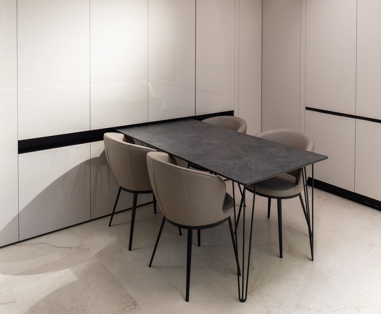 Mobila Bucatarie pe trei pereti, cu masa integrata culisanta, 18m², L 1160 x H 255cm — foto 2 din 7