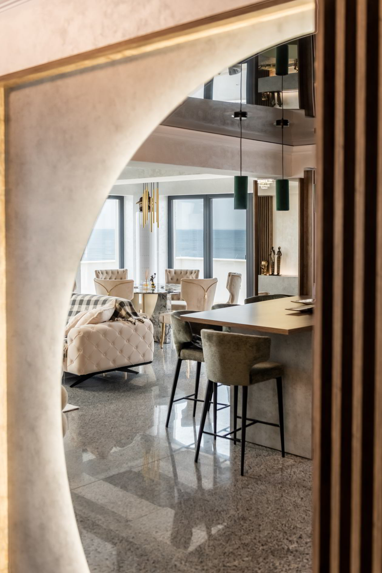 Proiect mobila Hol unit cu Living-Room si Bucataria, placare perete, riflaje, Realizat 30 Septembrie 2023 COD.18468