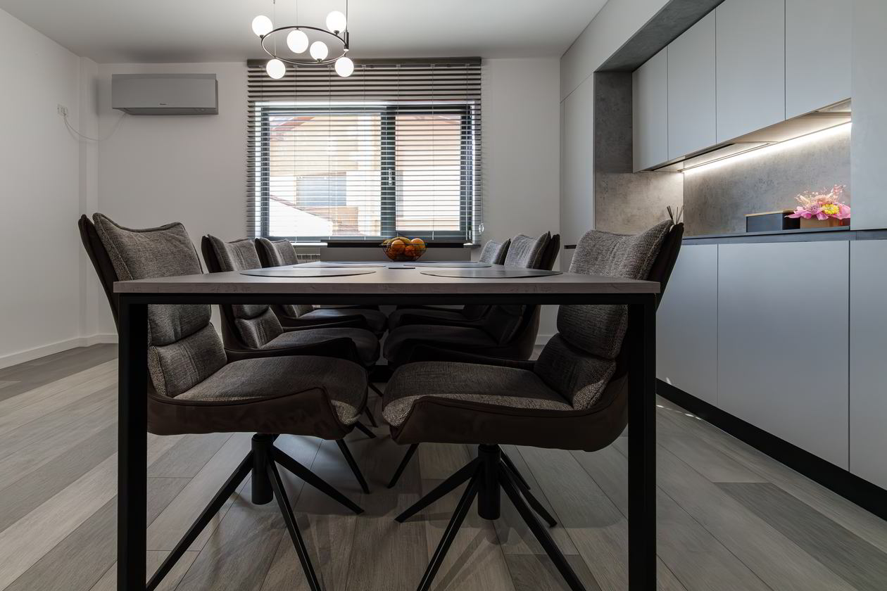 Mobila Bucatarie cu peninsula, cu masa integrata fixa, unita cu Living-Room, L 800 x H 250cm — foto 13 din 15