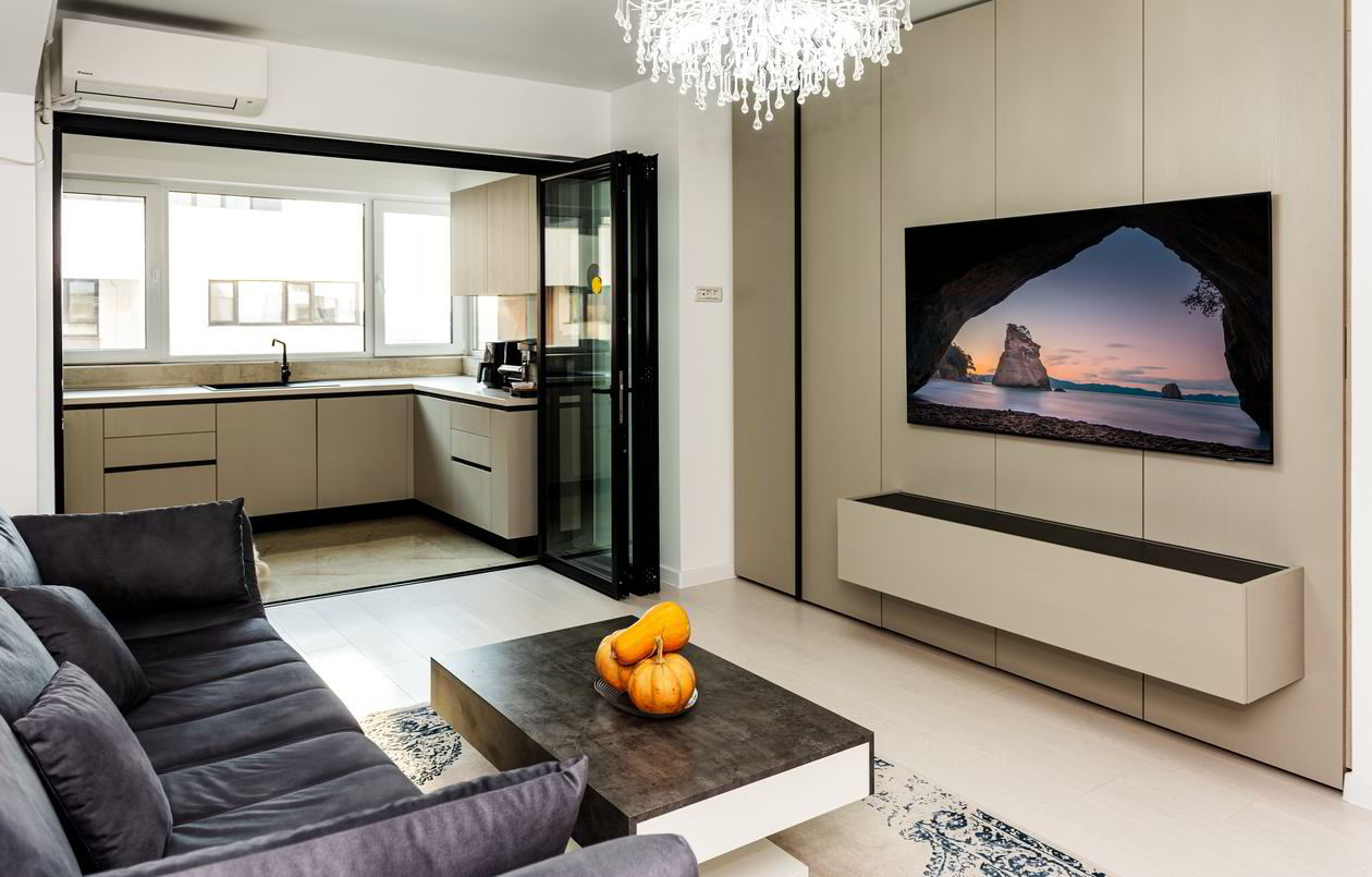 Mobila Living unit cu Bucatarie, unit cu Bucatarie si Hol, pe doi pereti Realizat 12 Octombrie 2023 COD.18510
