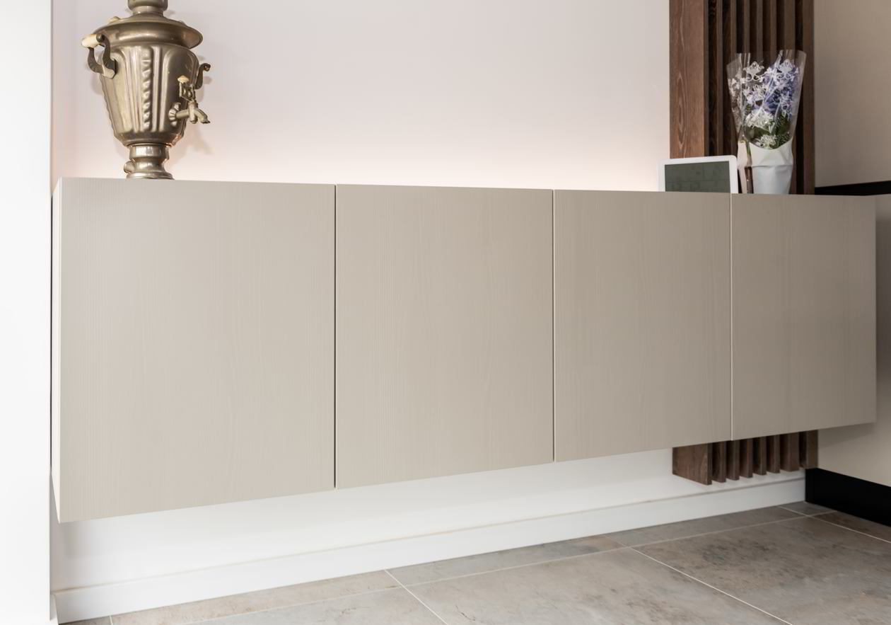 Mobila Bucatarie pe doi pereti, cu insula, cu zona Dining, L 350 Realizat 20 Octombrie 2023 COD.18544