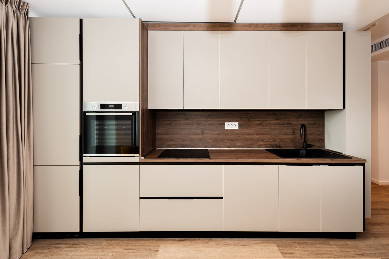 Mobila Bucatarie pe un perete, unita cu Living-Room, L 400 x H 240cm, Realizat 15 Aprilie 2024 COD.19735