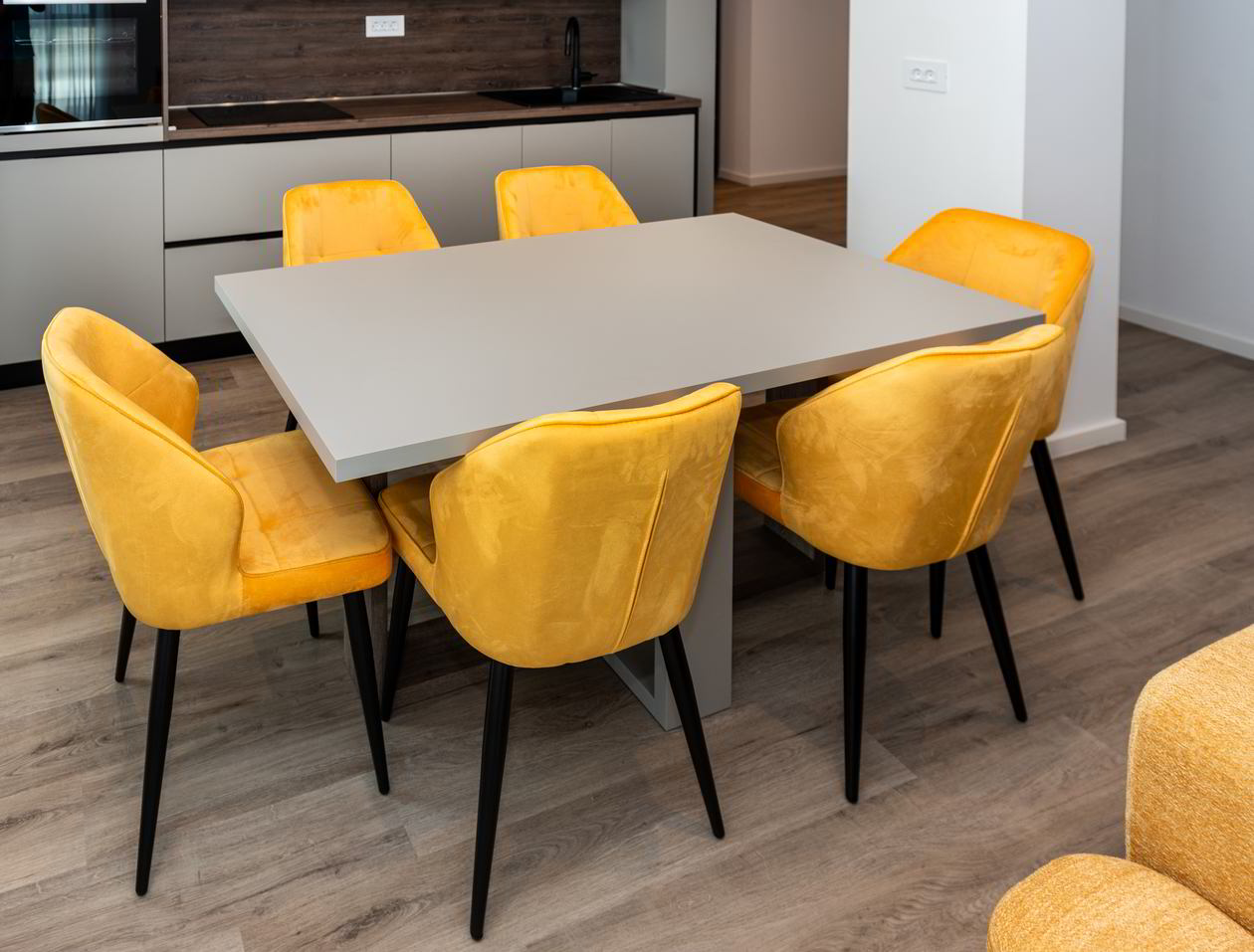Mobila Bucatarie pe un perete, unita cu Living-Room, L 400 x H 240cm, Realizat 15 Aprilie 2024 COD.19735