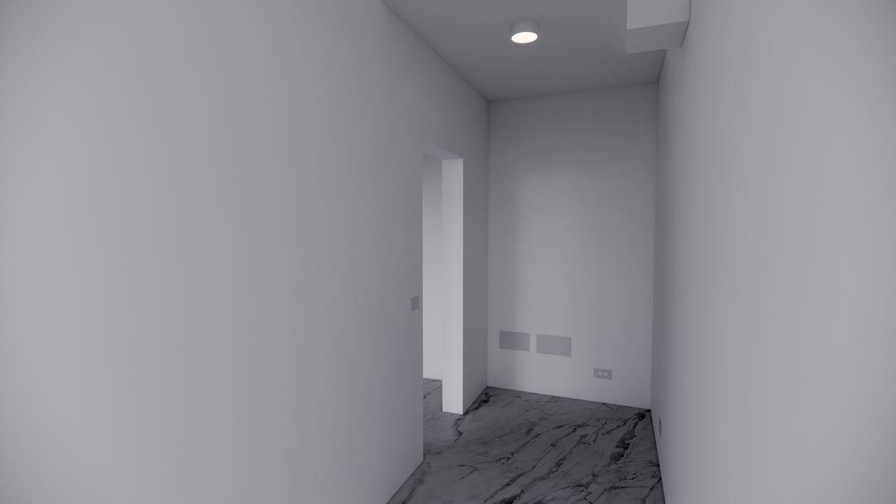 Mobila Bucatarie pe un perete, cu insula, pana in tavan, fara manere, cu usa cu acces in camara, L 455 x H 280cm — foto 1 din 7