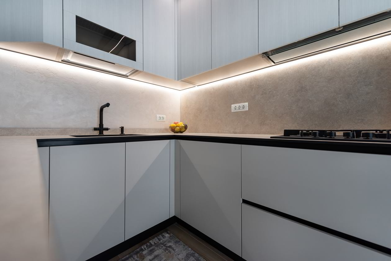 Mobila Bucatarie pe trei pereti, cu peninsula, fara manere, L 635 x H 267cm — foto 8 din 17