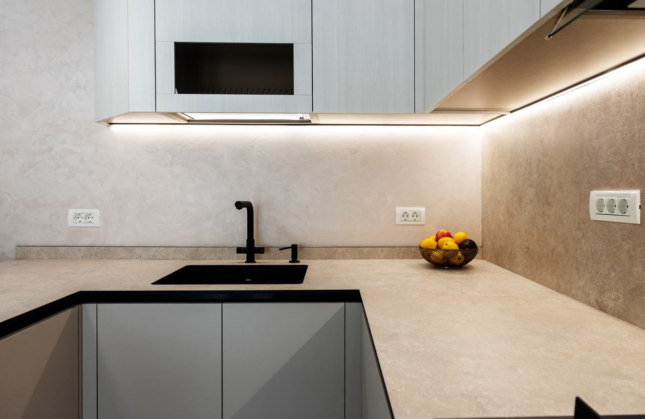 Mobila Bucatarie pe trei pereti, cu peninsula, fara manere, L 635 x H 267cm — foto 17 din 17