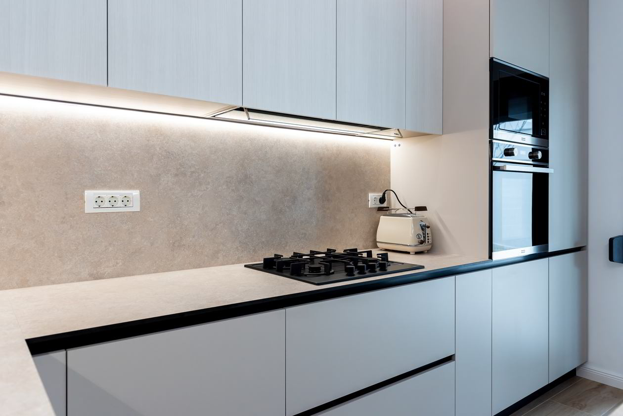 Mobila Bucatarie pe trei pereti, cu peninsula, fara manere, L 635 x H 267cm — foto 13 din 17