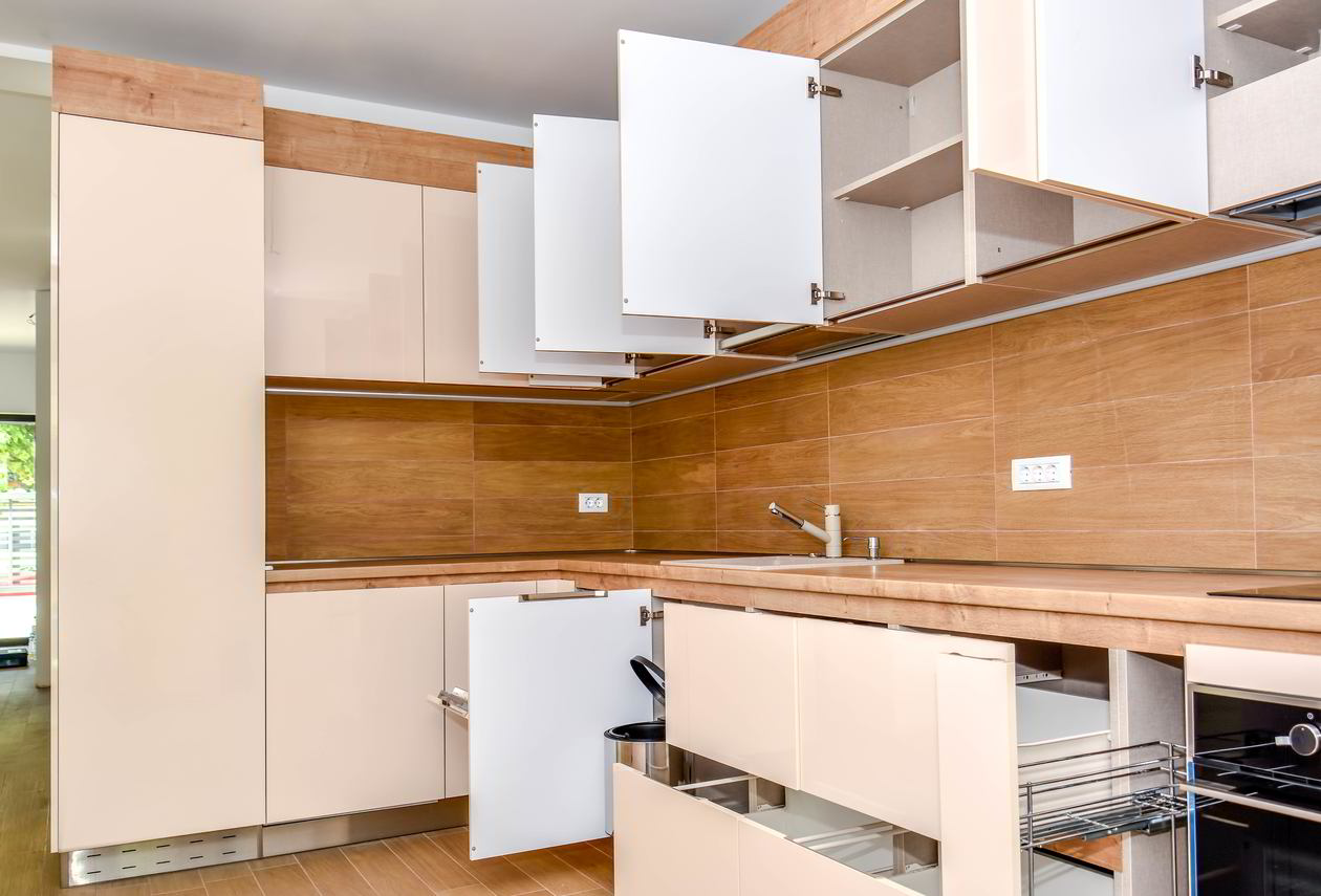 Proiect mobilare Bucatarie pe colt, fara manere, 17m², L 695 x H 248cm, realizat 06 Iunie 2017 COD.3633