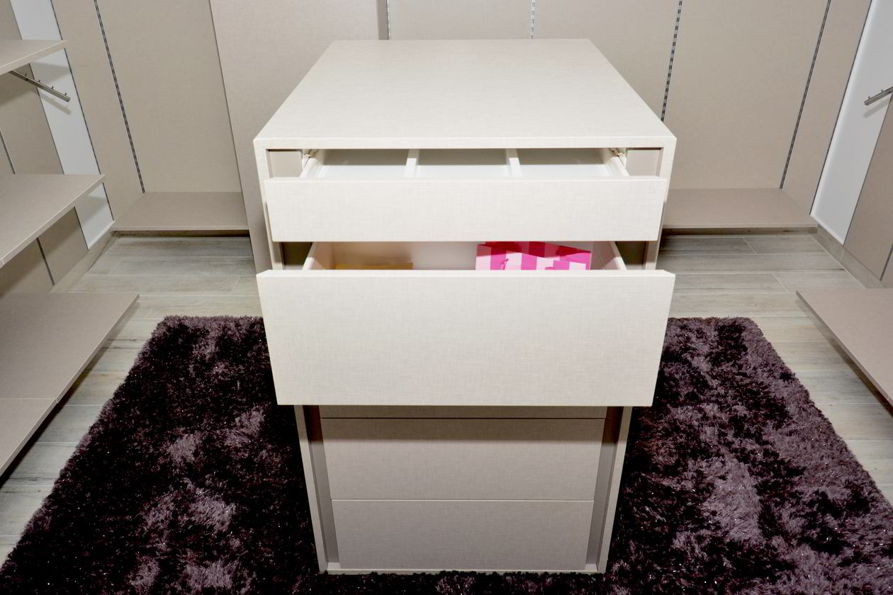 Proiect mobila Dressing la Mansarda, pe trei pereti, pana in tavan oblic, cu module pe mijloc, sistem inchidere cu usi culisante, 16m² — foto 6 din 7