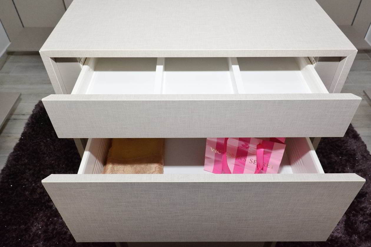Proiect mobila Dressing la Mansarda, pe trei pereti, pana in tavan oblic, cu module pe mijloc, sistem inchidere cu usi culisante, 16m² — foto 7 din 7