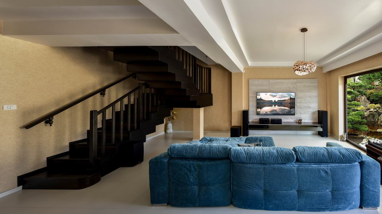Mobila Living unit cu Hol si Casa scarii, cu zona Dining, 62m², pe un perete. Realizata 24 Noiembrie 2017 COD.4783