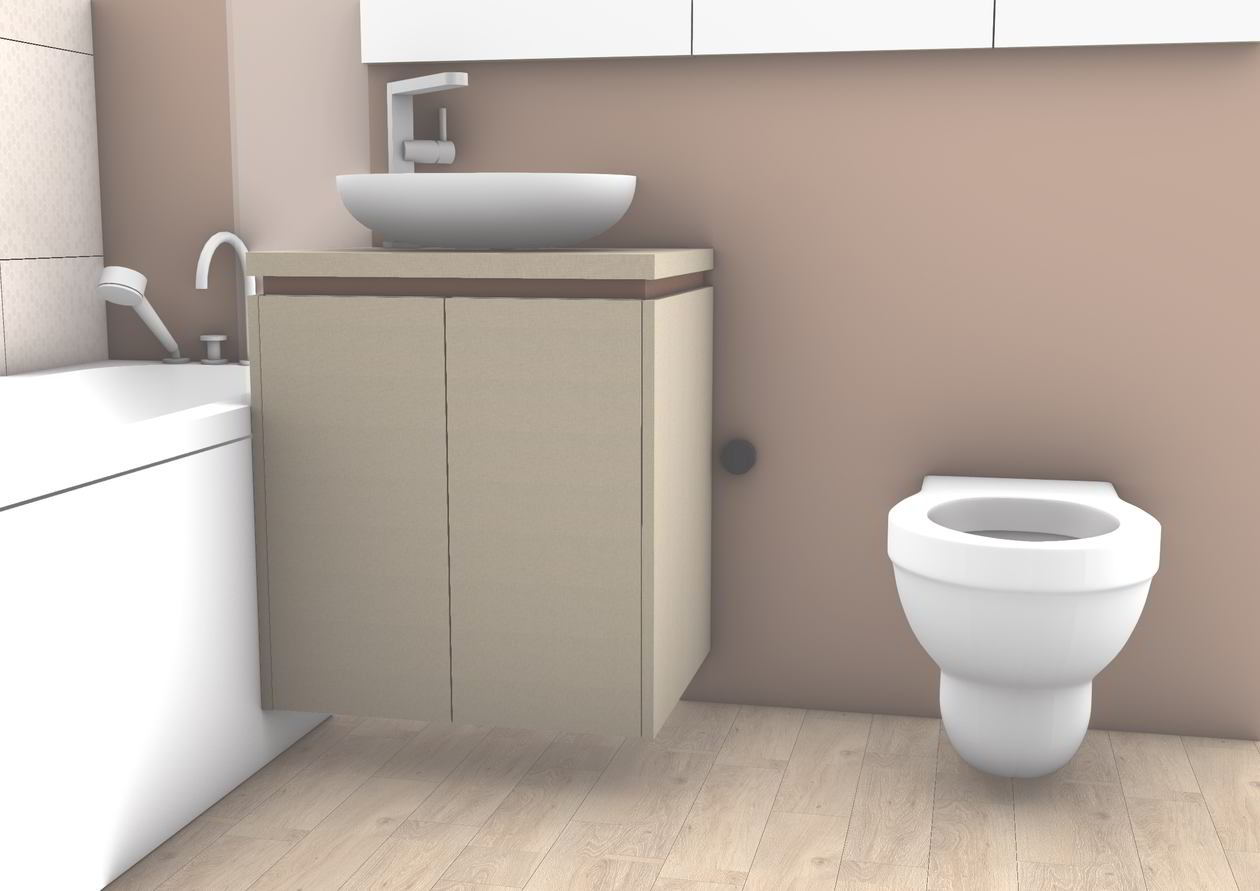 Proiect mobila Baie matrimoniala, cu suspendat cu depozitare si oglinda, comoda cu usi, 4m², realizat 21 Decembrie 2017 COD.5589