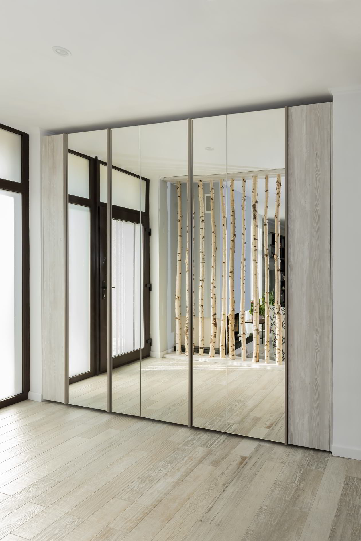 Proiect mobila Hol unit cu Living-Room, legat cu Casa Scarii, cu dulap pana in tavan, mini-biblioteca, 37m², realizat 18 Ianuarie 2018 COD.5695