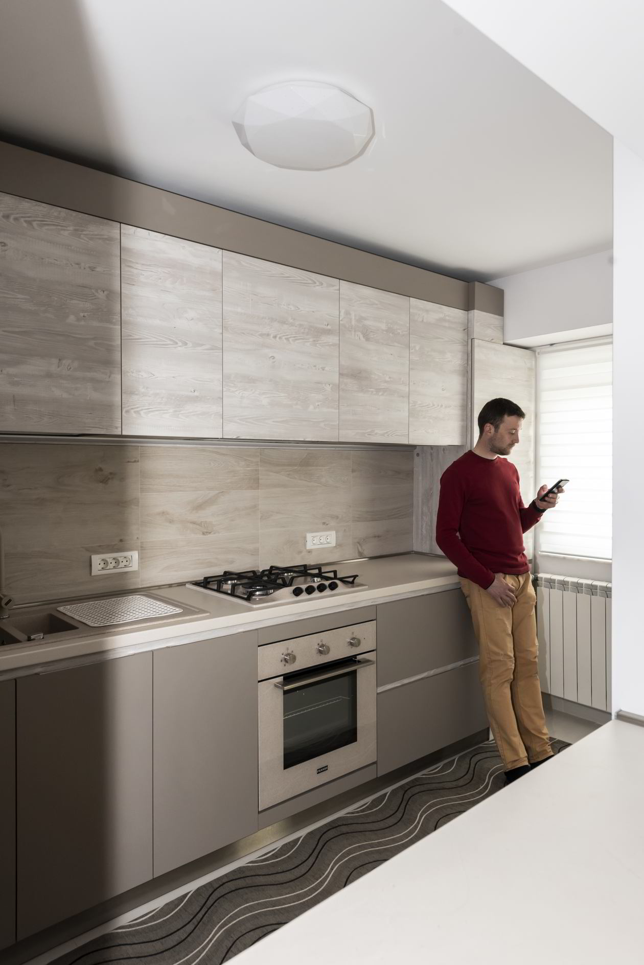 Mobila Living unit cu Bucatarie si Hol, 30m², amplasata pe trei pereti, 08 Martie 2018 Realizata COD.5795