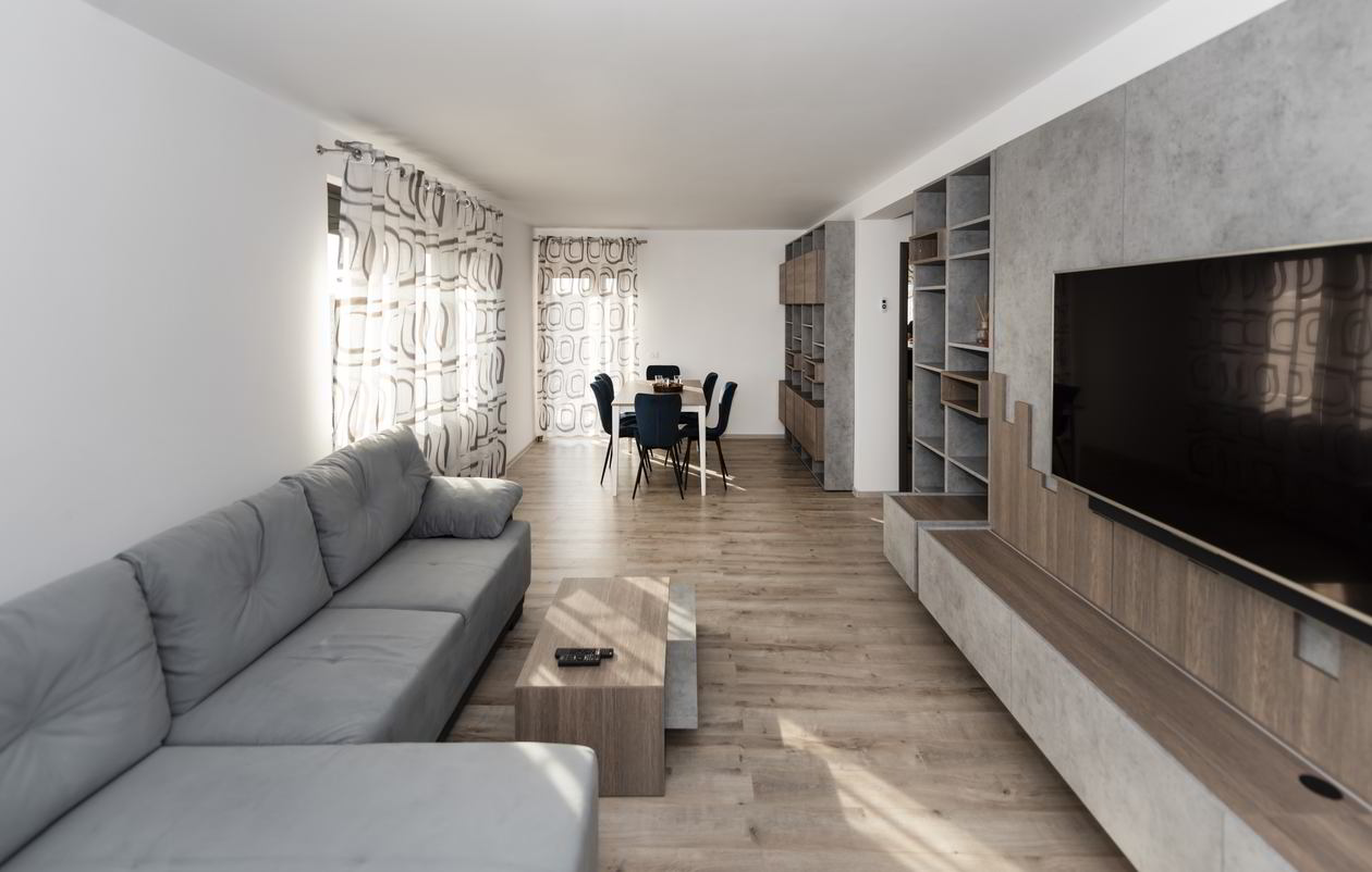 Proiect mobila Living pe doi pereti, partial suspenadat, unit cu Hol si Casa scarii, 30m², realizat 03 Septembrie 2019 COD.6361