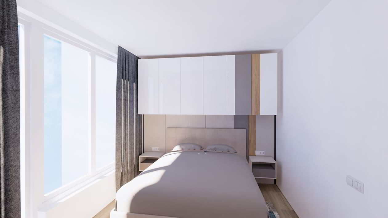 Proiect mobila Dormitor matrimonial, cu pat si dulap integrat, 11.6m², elaborat 04 Septembrie 2019 COD.6445