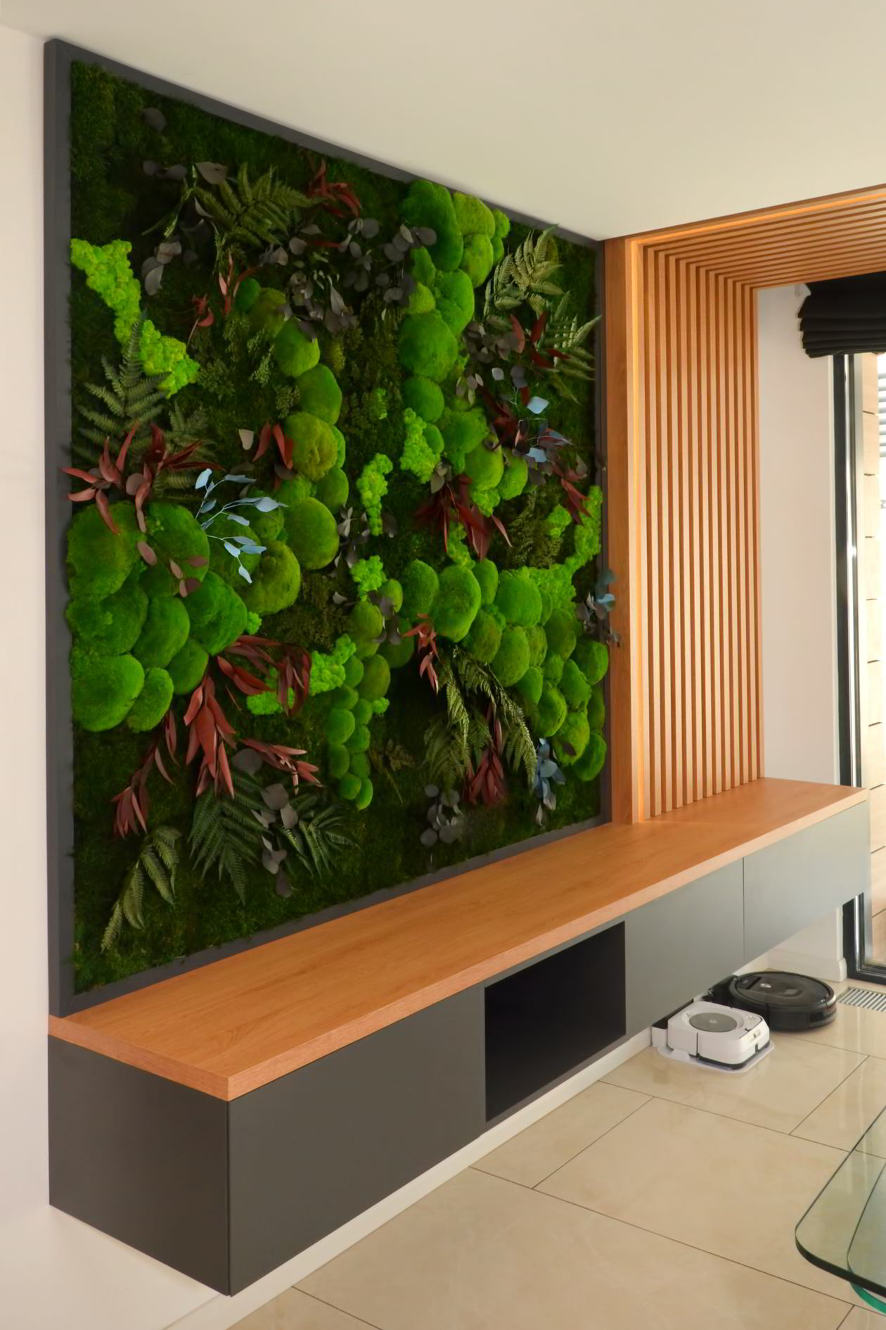 Proiect mobila Dining, cu riflaje, living integrat, 21m², Realizat, 09 Octombrie 2019 COD.6840
