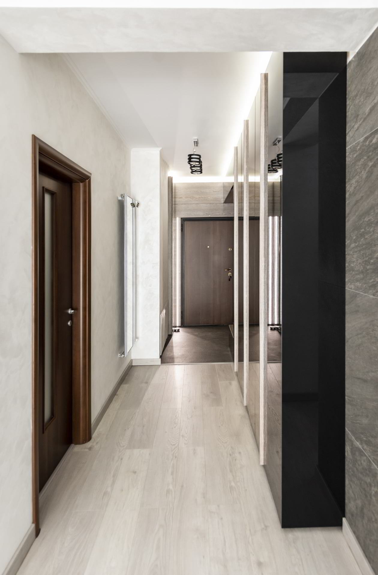 Proiect mobila Hol unit cu Living-Room, cu dulap, cuier, placare perete, sistem inchidere cu usi batante, 12m², realizat 13 Decembrie 2019 COD.7599