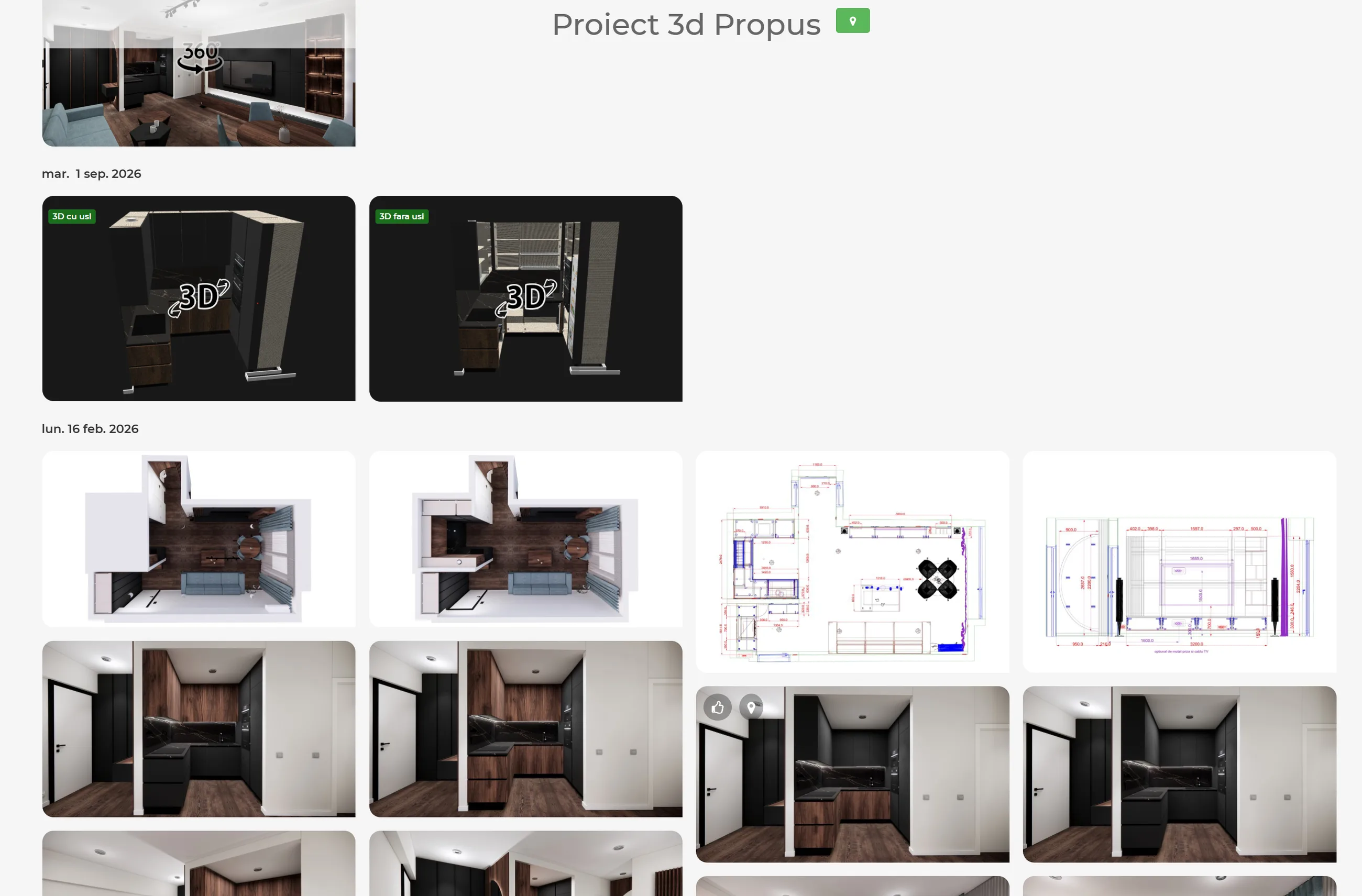 Galeria proiectului în MarGo, cu randări organizate cronologic