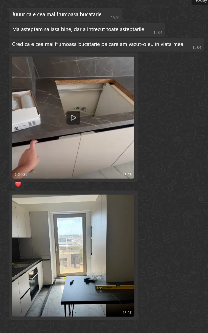 Captură WhatsApp dintr-un proiect YUKA după montaj