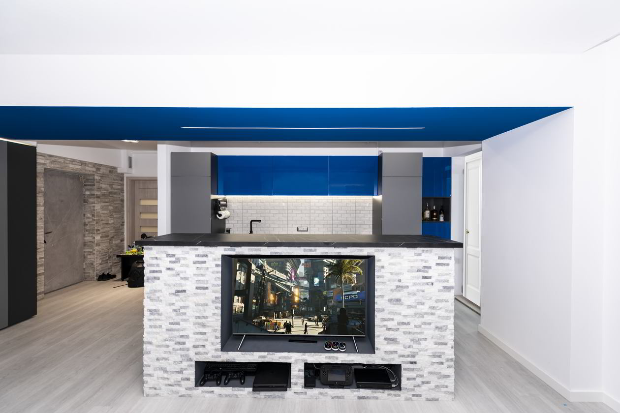 Mobila Living unit cu Bucatarie si Hol, 35m², suspendata, amplasata pe trei pereti, 18 Februarie 2020 realizata COD.8207