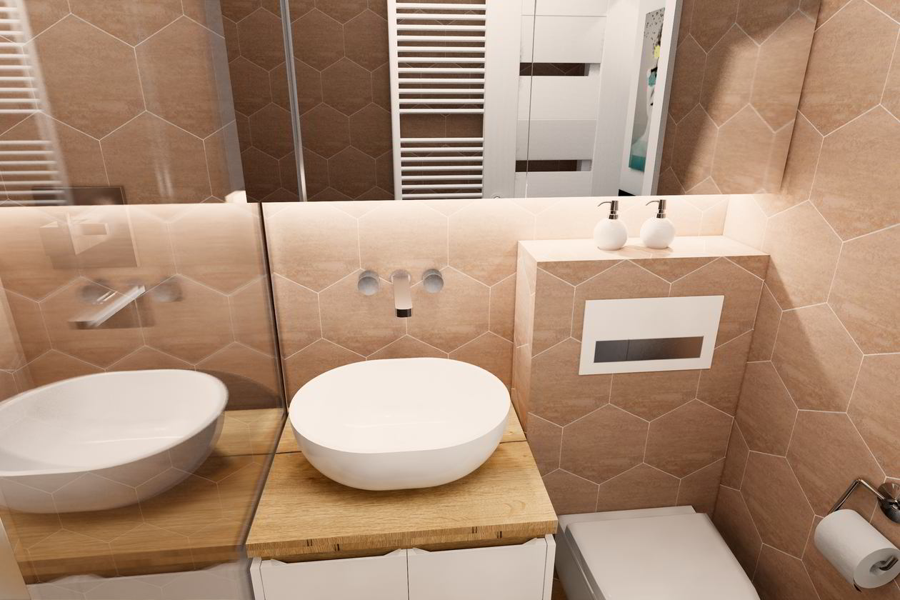 Proiect mobila Baie matrimoniala, cu comoda cu usi, suspendat cu depozitare si oglinda, 5m², realizat 18 August 2020 COD.11432