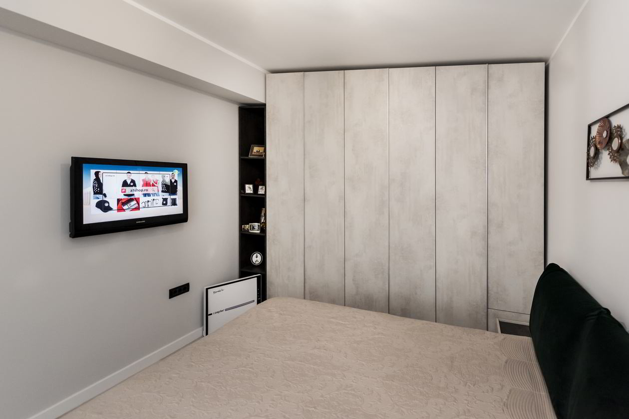 Proiect mobila Dormitor matrimonial, cu dulap pana in tavan, 13m², realizat 28 Octombrie 2020 COD.11874